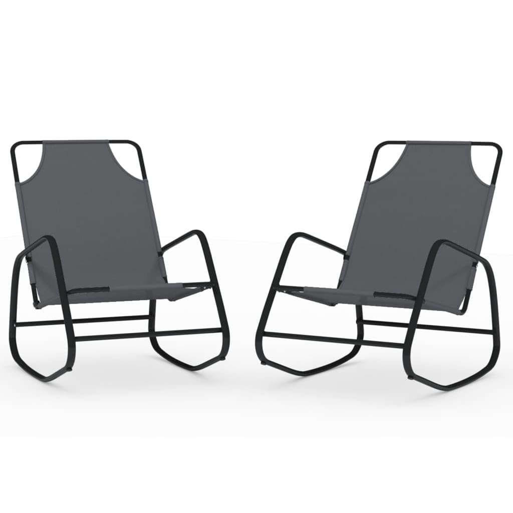 Chaises Longues à Bascule, Lot de 2, Acier Thermolaqué et Textilène Respirant, Design Confortable et Moderne, Fauteuil Salon Relax, Rocking Chair Extérieur,Balcon, Couleur Gris, 89 x 58 x 93.5 cm