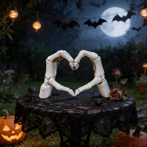 Estatua de manos esqueleto, escultura en forma de corazón miniatura 6