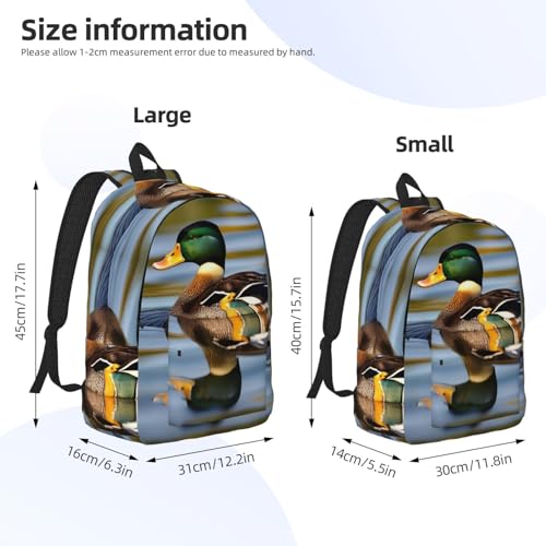 mallard duck Printed backpack, travel bag, canvas shoulder bag, canvas casual lightweight backpack4