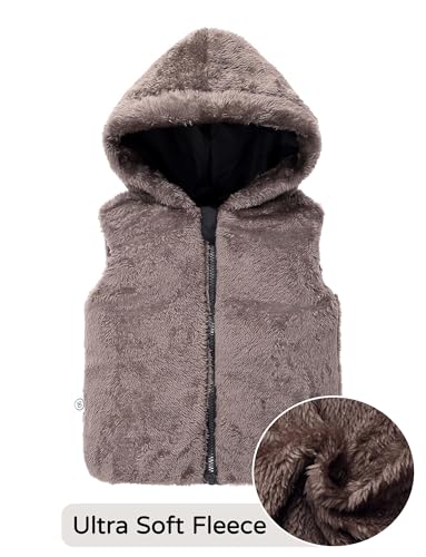 Image of Happy Cherry Toddler Kids Puffer Hooded Vest Down Fleece Lined Jacket Windproof Coat for Winter Fall Spring