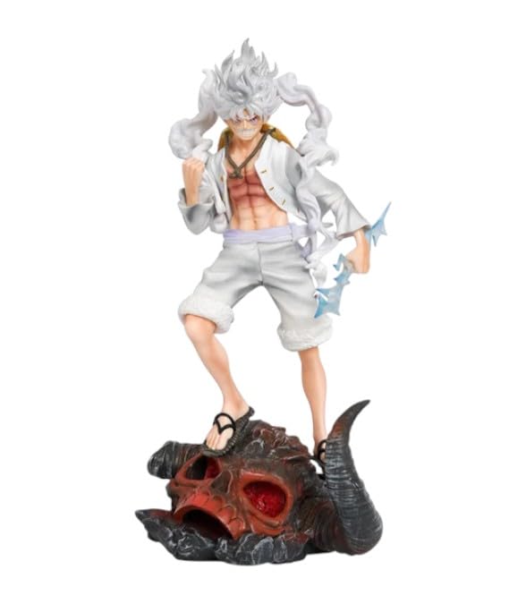 Image of BAKA |Monkey D. Luffy Gear 5 LED Action Figure with Skull Light Base | PVC Anime Collectible Statue with Power Cable | 38 cm