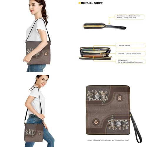 Image of Bucket Crossbody Bag Set for Women Lady, Leather Purse and Wallet Set Large Bucket Bag with Wallet