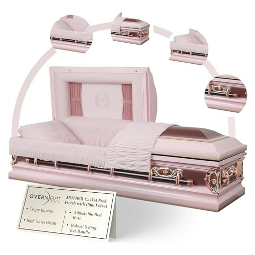 Overnight Caskets Mother Funeral Metal Casket Pink w/Pink Velvet Interior