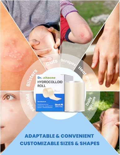 Pimple Patch Hydrocolloid Roll, Cut-to-Size Suit Various Blemishes, Waterproof, Ultra Absorbent, Flexible, Clean & Easy to Use, Protects Picking, First Aid for Acne, Cuts & Blisters (2 in × 4.9 ft)