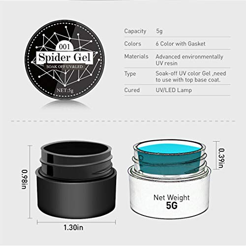 Set de 6 colores gel para uñas con dibujo de hilo miniatura 3