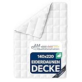 AM Qualitätsmatratzen Edredón Premium de plumón de Eider 140x220 cm - Made in Germany - Edredón 140x220 con Relleno de plumón de Eider de Islandia - Edredon 140x220 Certificado Oeko Tex & Nomite