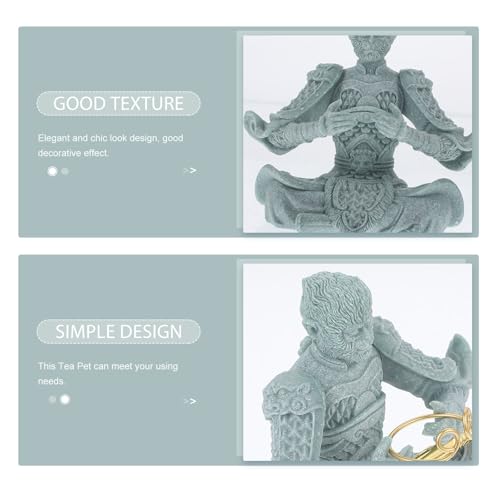 Image of Sandstone Monkey Tea Pet - Mini Monkey Figure Ornament for Home Decor, Aquarium, or Garden - Unique Wukong Statue