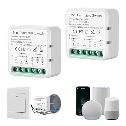 Interruptor Regulador de Luz LED, Controlador Dimmer de intensidad tira led,Compatible con Alexa, Tuya,Smart life,Dimmer luces regulables, Se requiere cable neutro