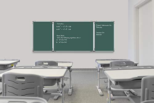 Image of Pragati Systems Genius Melamine (Non-Magnetic) Green Chalkboard for Classroom, School & Teaching with Lightweight Aluminium Frame | Clean Wipe & Non-Ghosting Surface | Large Size 3x4 Feet (Pack of 1)