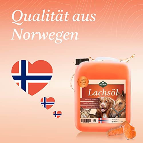 Martenbrown® 5 Liter Norwegisches Premium Lachsöl für Hunde, Pferde und Katzen | Fischöl im Kanister | für Trockenfutter, Dosenfutter oder als Barf-Öl