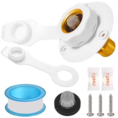 Wayona RV City Water Inlet with Check Valve 3/4" NH Female to 1/2" NPT Male, RV Water Inlet Replacement RV Water Fill Inlet Flange Brass City Water Connection for RV Camper Motorhomes RV Supplies