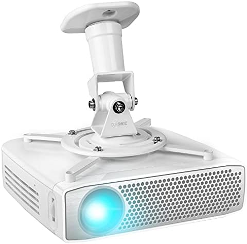 Duronic Projector Mount Stand for Ceiling or Wall Bracket PB05XB | 13.6kg Capacity | Universal Heavy Duty Adjustable Clamp | Tilt Swivel Rotate | White