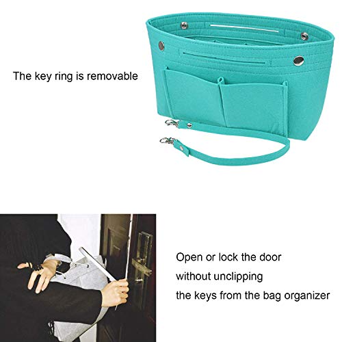 Yiicooly Felt Tote Handbag Purse Organizer Insert Divider Shaper Bag In Bag Insert With Handles Keychain, Fit Lv Speedy Neverfull Longchamp(Tiffany Blue,Large) #TOP4