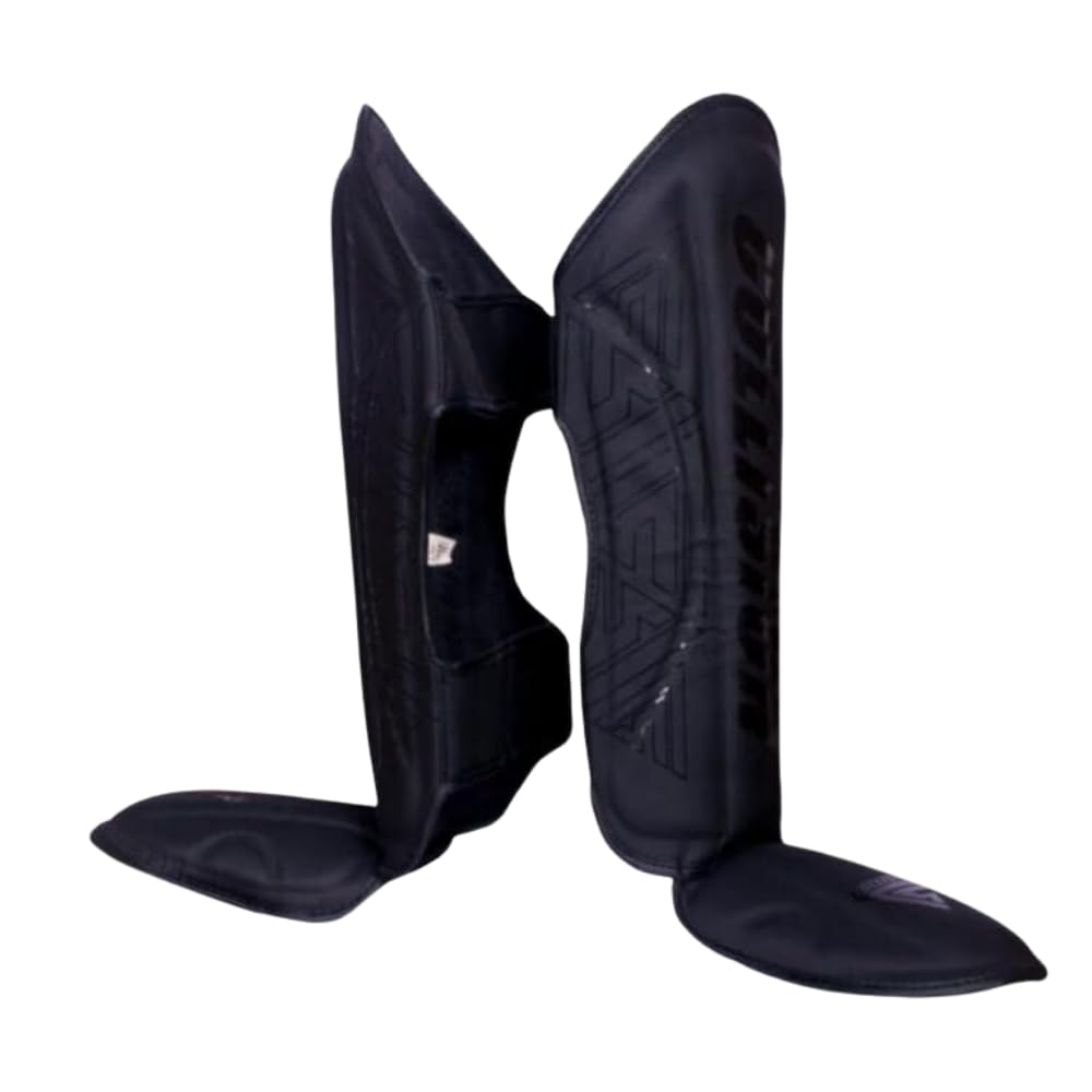 Collision Sports MMA Foam Padded Shin Guards Kickboxing Muay Thai, Martial Arts Training Gear Sparring Training Gear Karate Boxing Taekwondo Pads. (Large, Black)
