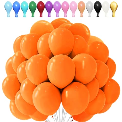 LUKIUP 100 Pièces Ballons en Latex, 10 inch Orange Ballons, Ballon de Baudruche pour Fête, Mariage, Anniversaire, Baby Shower, Halloween, Karneval Fête Décor