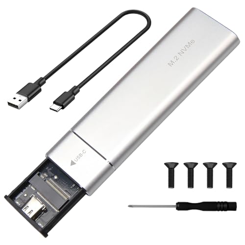 M.2 NVMe SSD Enclosure, Nvme to USB Adapter with USB 3.2 Gen2 10Gbps USB-C Adapter Support UASP&TRIM Compatible with M/B&M Key 2230/2242/2260/2280 SSDs Supports PCIe 3.0 and PCIe 4.0 SSD protocols