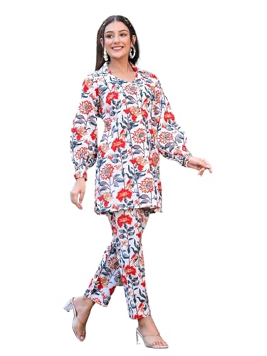 Image of Leriya Fashion Women Rayon Floral Stylish Co-Ord Set - Trendy Korean Summer Travel Outfit | Lightweight Two Piece Dress For Beach & Holiday Look
