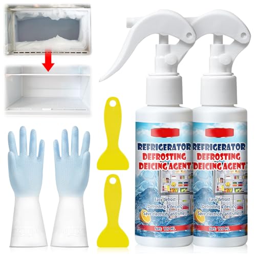 TECHEEL 120 ML Enteisungsspray für Gefrierschrank Abtauspray für Gefrierschrank Enteiserspray für Gefrierschrank Kühlschrank-Reiniger,Schnelles Abtauen für Kühlschränke, Gefrierschränke(2Pcs)