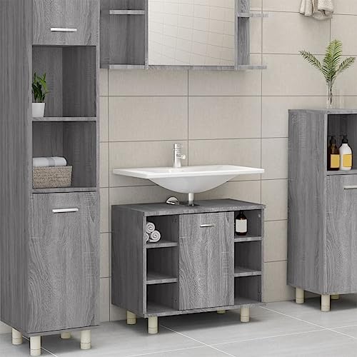 badezimmermöbel Set,Badezimmer Set möbel,Badschrank Grau Sonoma 60x32x53,5 cm HolzwerkstoffIdeal für Bäder, wo sie gebraucht Wird