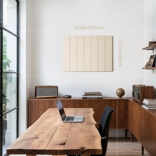 Lightomorrow Bulletin Board, 24 x 18 inches Cork Board Alternative for Wall, Felt Board Decorative Pin Board with 20 Pushpins - Oatmeal Stripes - Image 7