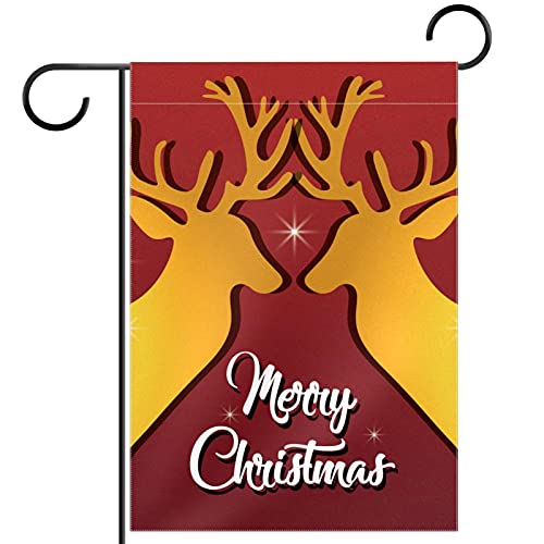 Drapeau de jardin de bienvenue résistant aux intempéries motif rennes de Noël et cerf double face
