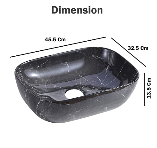 Image of Store2508 Ceramic Wash Basin Marble Design for Bathroom 18x13x5.5 Inches (2097)