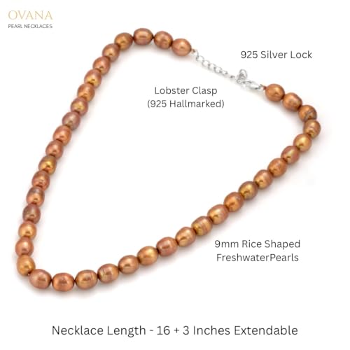 Image of OVANA Freshwater Pearl Necklace | Fitted With Silver Lock | Gifts for Girlfriend | Gift for Sister, Bhabhi | Gifts for Women and Girls | Gift for Her | 925 Silver Hallmarked Lock
