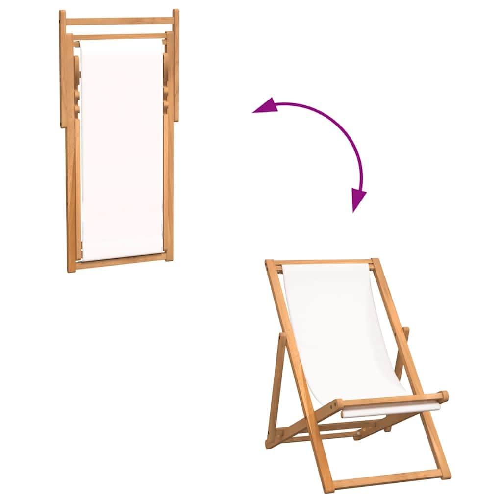 Leżak Teak 56 x 105 x 96 cm kremowy siedzisko do ogrodu meble balkonowe na pokład Balcony