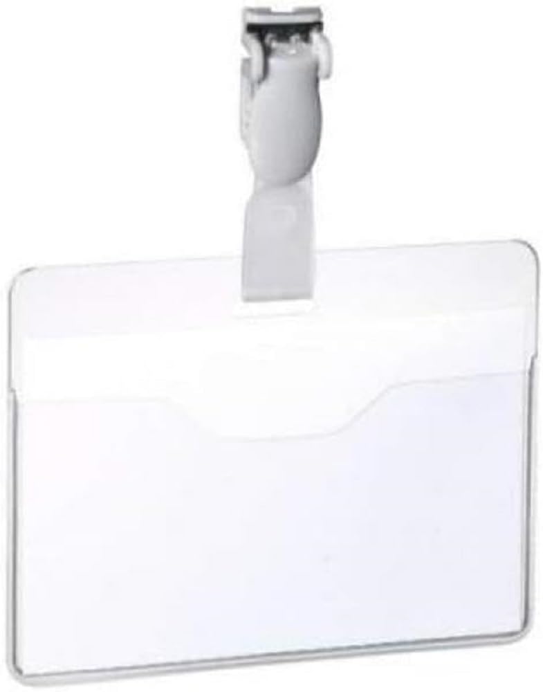 Namensschild 90 x 60 mm – Drehbarer Clip, transparent – 25 St./Pack