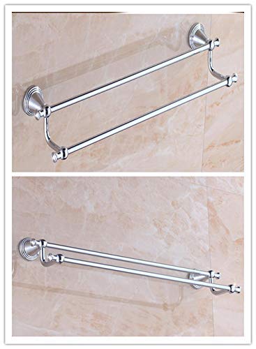 Porte-serviettes en cuivre double tige poli 50cm pour salle de bain - 4