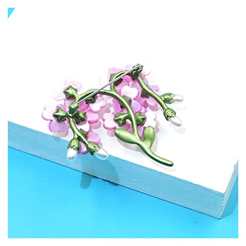 Broche fleur Myosotis en résine rose et perles de simulation - 6