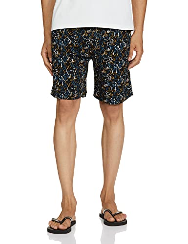Image of Bumchums Men Mercerised Printed Knee Length Cotton Bermuda Shorts with One Side Zip Pocket, Pack of 1