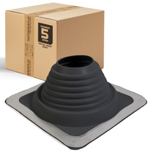 Fasteners Plus #5 Square EPDM Metal Roof Pipe Flashing Boot