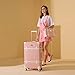 Unitravel 2 Piece Vintage Luggage Set, 20 inch Handmade Faux Leather Carry on Suitcase for Women with 12 inch Cosmetic Train Case Handbag (Embossed Pink)