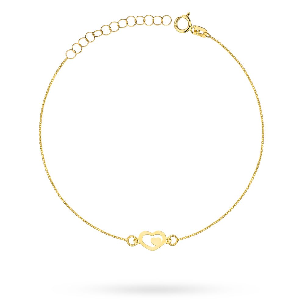 MARKO Armband Damen 333 Gold 2 Herzen - Echtgold Armband 8 Karat - Goldarmband Damen verstellbar 16-19 cm - Romantischer Schmuck Geschenk für Frauen