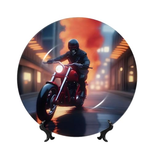 Platos decorativos de esqueleto de motociclista para salones modernos y oficinas 2