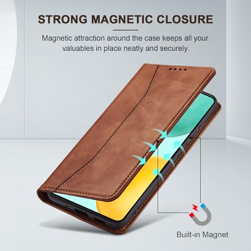 Image of Jasonyu Case for Honor X6c Leather Wallet Flip Cover with Card Holder,Kickstand, Magnetic Closure,TPU Shockproof Phone Case (Brown)