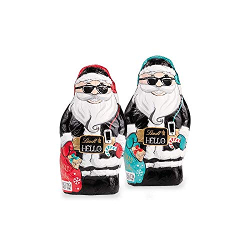 Lindt HELLO Xmas Santa Hohlfigur | 80g | Lustige Weihnachtsmänner aus...