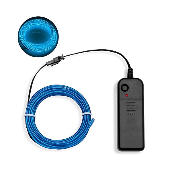 SZILBZ EL Draht, Neon Kabel Mit Batterie Trafo, Leuchtet Electroluminescent, für Partys, Halloween (Weiß -3M)