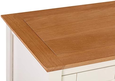 Hallowood Furniture Clifton Off White Painted Shoe Storage Cupboard with Light Oak Top - Modern Space Saving Shoe Cabinet for Hallway - Large Living Room Shoe Rack - Shoe Storage for 10 Pairs of Shoes