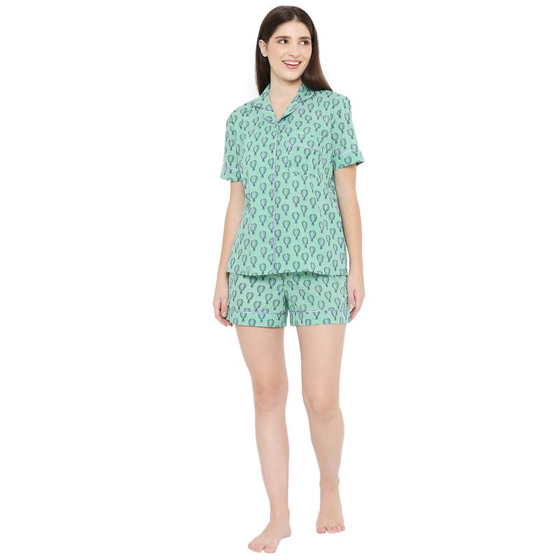 sand dune Women 'S Cotton Short Sleeves Printed Night Suit | Shirt & Short Set-picture-37