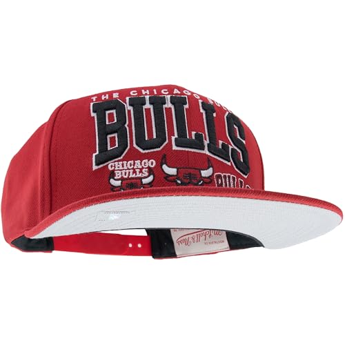 Mitchell & Ness NBA/HWC Champ Stack Casquette de Baseball Snapback - Chicago Bulls, Rouge, 100% Polyester, Ajustable, Homme, Femme, Enfant, Unisexe, Printemps,...