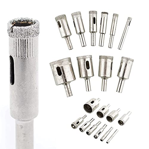 Juego de Brocas de Diamante para Taladrar Azulejos, Mármol y Vidrio, 10 Piezas, Color Plata miniatura 1