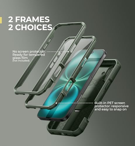 Image of Dexnor for iPhone 16 Plus Case with Slide Camera Cover&Adjustable Kickstand & Built-in Screen Protector,Compatible Wireless Charging Shockproof Cases Heavy-Duty Magnetic Protective Cover,Army Green