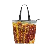 ✔ BOLSO DE MANO DE ALTA CALIDAD: está hecho de material de lona de alta calidad, el lado del bolso está decorado con cuero y la parte superior con cremallera, fácil de abrir y cerrar, que es fuerte y duradero.