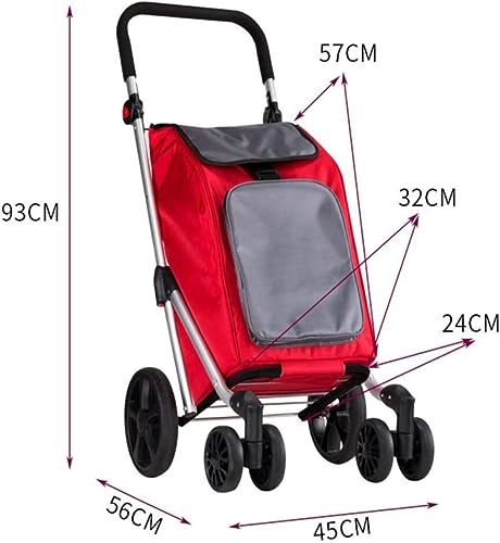 QZQJUILU Einkaufstrolley Einkaufswagen Einkaufswagen Klappbar Vierrädriger Einkaufswagen Faltbarer Leichter Einkaufswagen Einkaufswagen Auf Rädern Faltbar – Bild 3