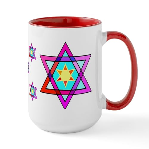 Jarro grande de cerámica 15 oz con diseño Estrella de David miniatura 1
