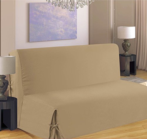 HomeMaison.COM HM69451650 Housse de Clic-Clac à Nouettes Coton/Polyester Sable 200 x 140 cm