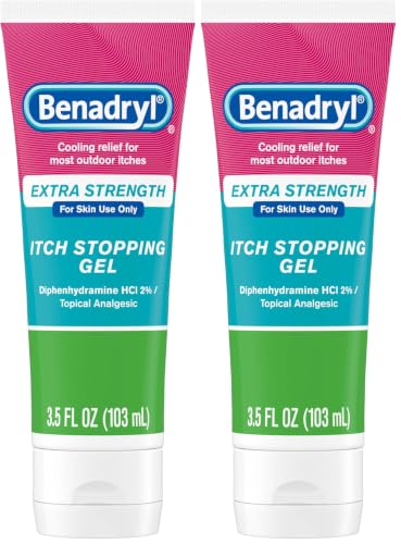 Image of Benadryl Extra Strength Anti Itch Relief Gel, 2% Diphenhydramine HCl, Relief from Insect Bites, Sunburn & More, Great for Camping Essentials, 3.5 fl oz (Pack of 2)