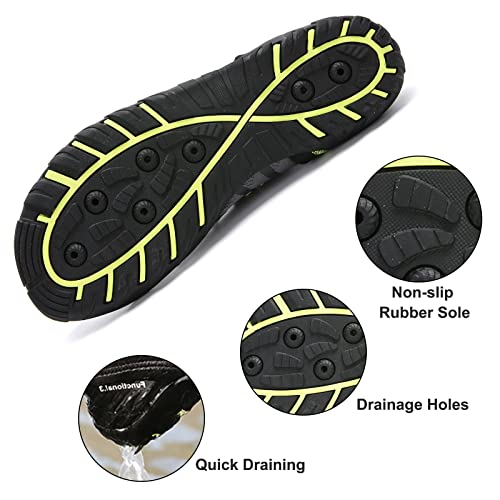 Saguaro Hiking Water Shoes Mens Swim Shoes For Women Quick-Dry Beach Sneakers Barefoot Aqua Shoes For Swimming Pool Diving Surf Walking Yoga Eerie Black Size 13.5 Women/12 Men #TOP2